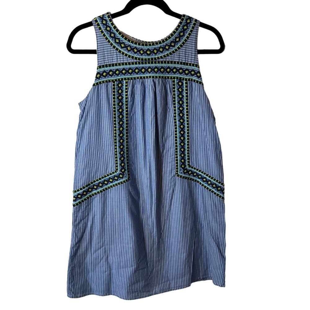 Vineyard Vines Embroidered Blue Striped Summer Tunic Shift Dress Size Small‎